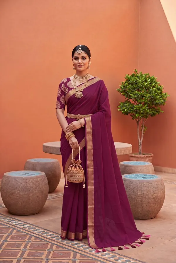 Pure_100%_Mul_Cotton_Saree_With_Unstiched_Blouse_Piece