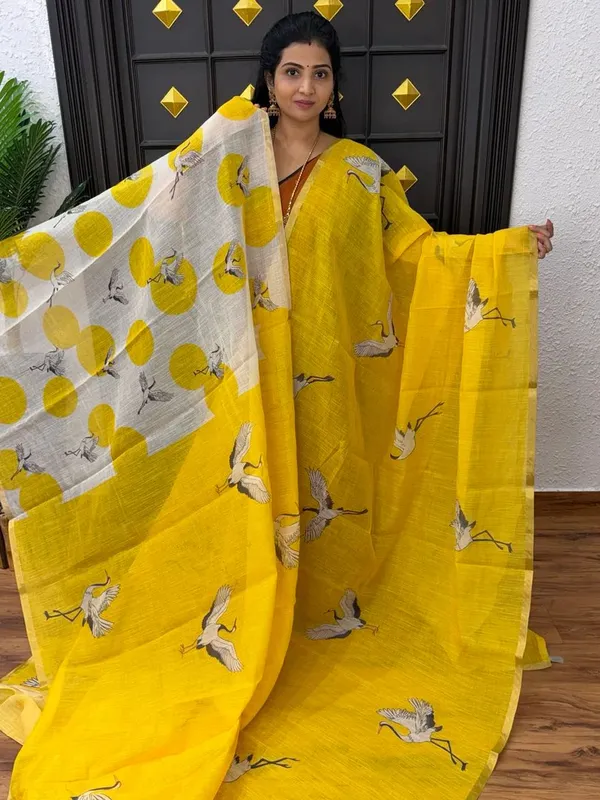 Linen__Saree_(With_Unstitched_Blouse)