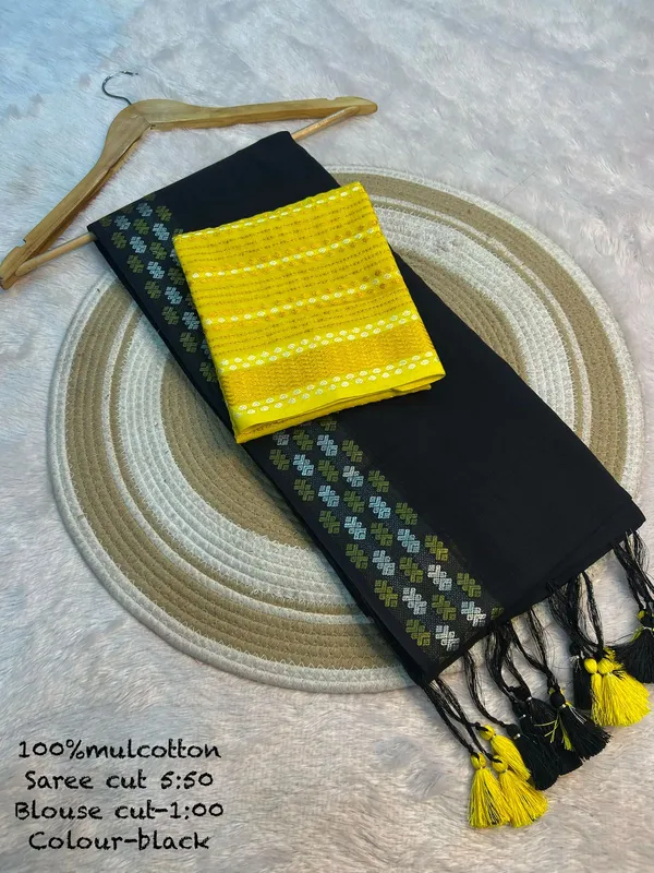 Pure_100%_Mul_Cotton_Saree_With_Unstiched_Blouse_Piece