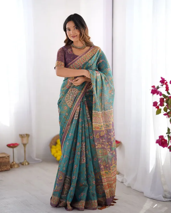 Linen__Saree_(With_Unstitched_Blouse)