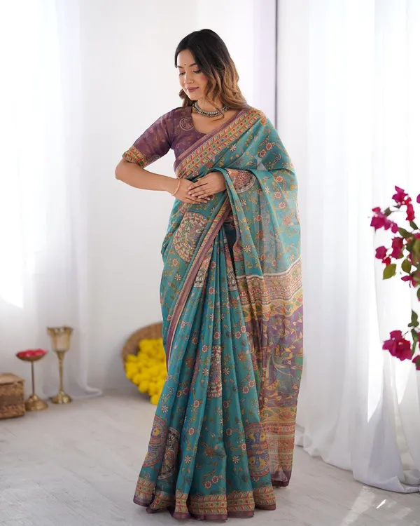 Linen__Saree_(With_Unstitched_Blouse)