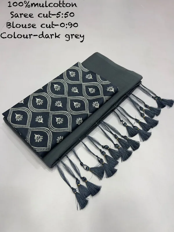 Pure_100%_Mul_Cotton_Saree_With_Unstiched_Blouse_Piece