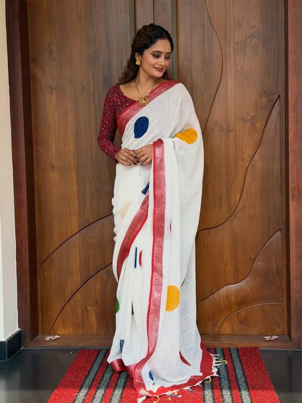 Linen__Saree_(With_Unstitched_Blouse)