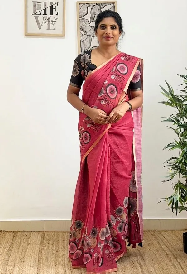Linen__Saree_(With_Unstitched_Blouse)