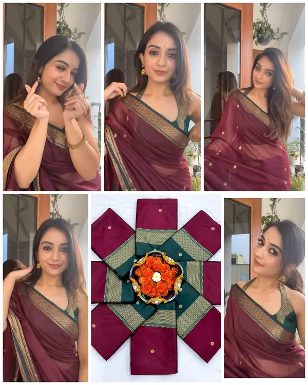 Soft_Lichi_Silk_Saree_with_Unstiched_Blouse_Piece