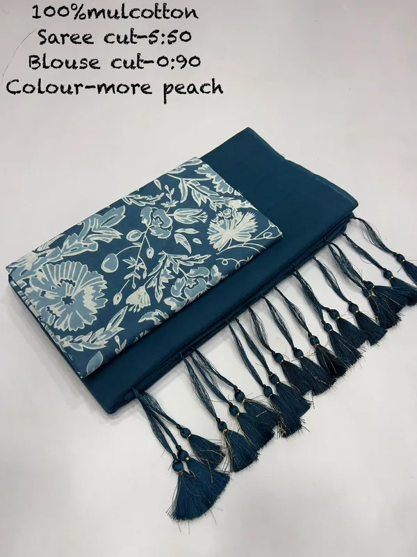 Pure_100%_Mul_Cotton_Saree_With_Unstiched_Blouse_Piece