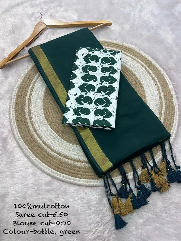 Pure_100%_Mul_Cotton_Saree_With_Unstiched_Blouse_Piece