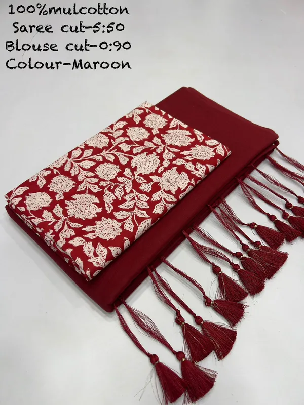Pure_100%_Mul_Cotton_Saree_With_Unstiched_Blouse_Piece