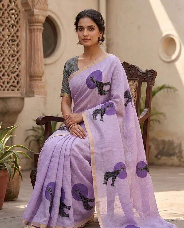 Linen__Saree_(With_Unstitched_Blouse)