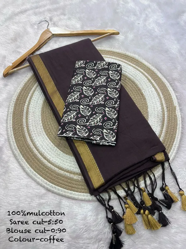 Pure_100%_Mul_Cotton_Saree_With_Unstiched_Blouse_Piece