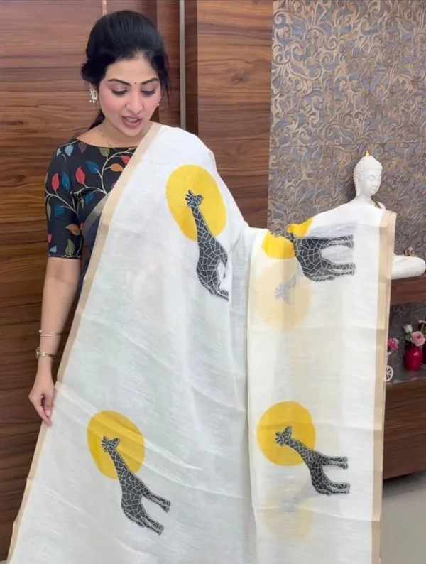 Linen__Saree_(With_Unstitched_Blouse)