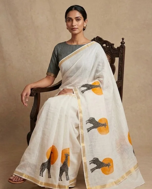 Linen__Saree_(With_Unstitched_Blouse)
