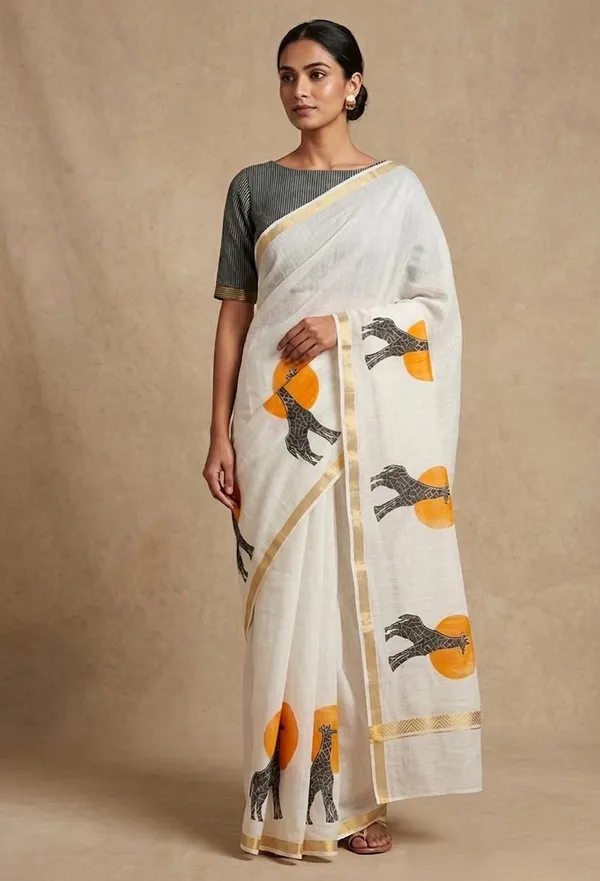 Linen__Saree_(With_Unstitched_Blouse)