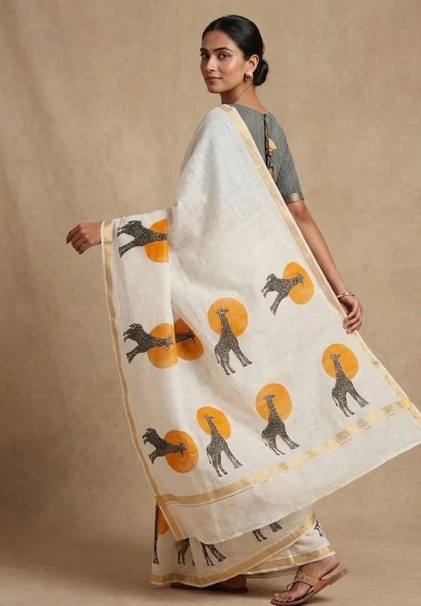 Linen__Saree_(With_Unstitched_Blouse)