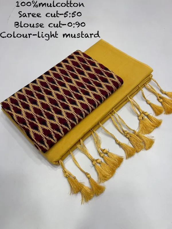 Pure_100%_Mul_Cotton_Saree_With_Unstiched_Blouse_Piece