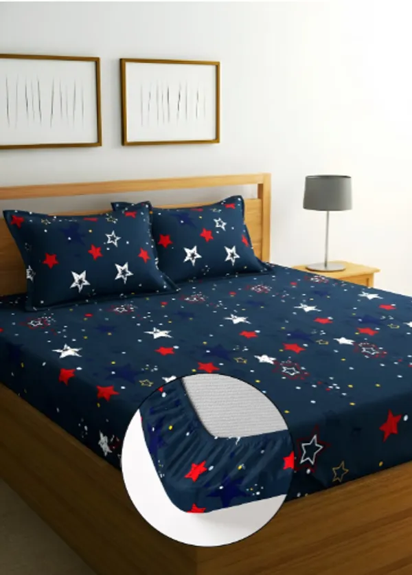 STAR_DESIGN_Premium_Fitted_Elastic_Bedsheet_with_Two_Pillow_Covers_(72X78X_Up_to_10_Inches)_&_360_Degree_Elasticated