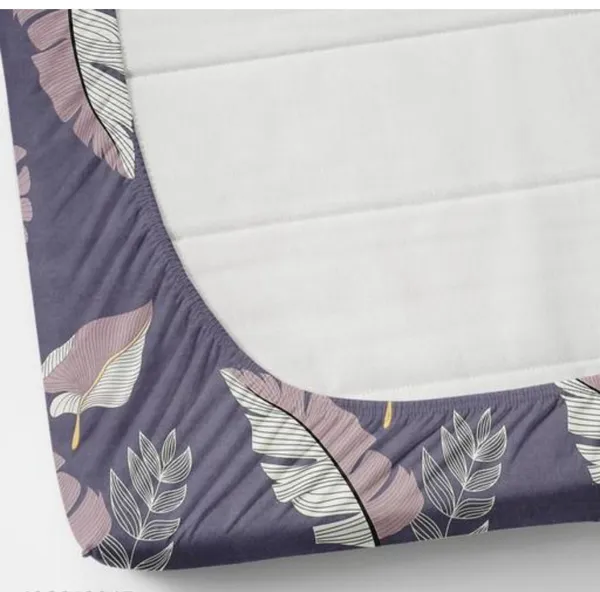 PURPLE_FEATHER_220_TC_-_Cotton_Elastic_Fitted_King/Queen_Size_Bedsheets_With_2_Pillow_Covers