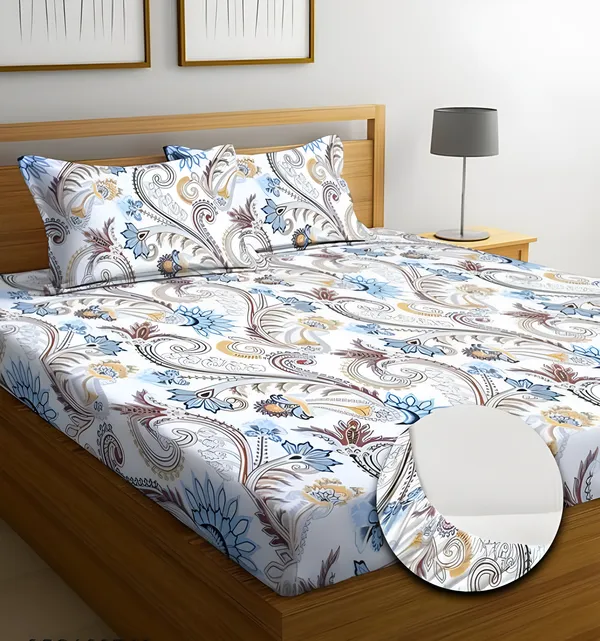 WHITE_TEXTURE_Premium_Fitted_Bedsheet_with_2_Pillow_Covers_(72X78X_Upto_10_Inches)_&_360_Degree_Elasticated