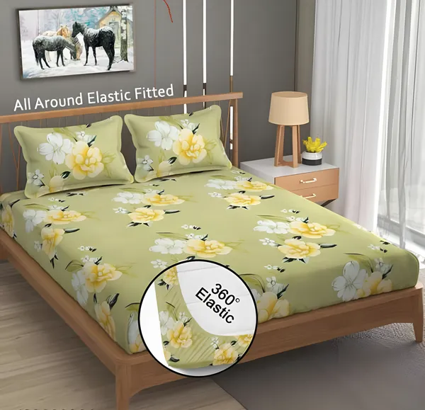PEACHES_220_TC_Cotton_All_Round_Elastic_Fitted_Bedsheet_with__2_Pillow_Covers__(72X78X_Upto_10_Inches)_&_360_Degree_Elasticated