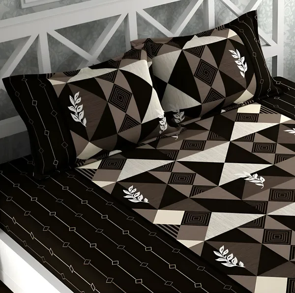 BROWN_DAMASSES_220_TC_Cotton_All_Round_Elastic_Fitted_Bedsheet_with_2_Pillow_Covers_(72"_X_78"_X_up_to_10")_&_360_Degree_Elasticated