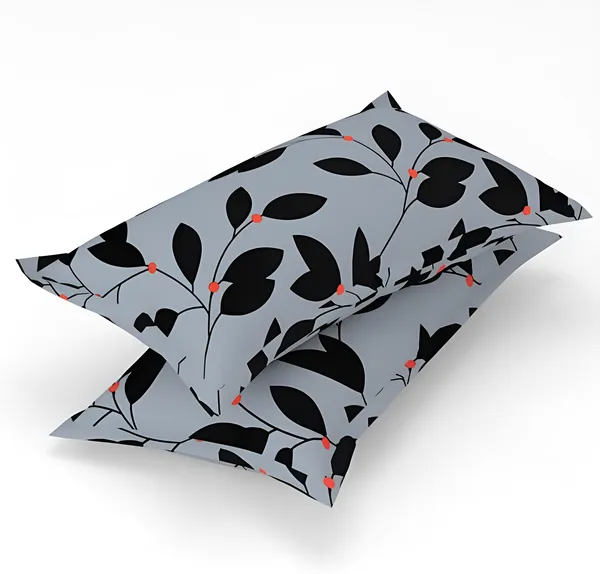 GREY_LEAVES_Premium_Fitted_Elastic_Bedsheet_with_Two_Pillow_Covers_(72X78X_Up_to_10_Inches)_&_360_Degree_Elasticated_|_BS