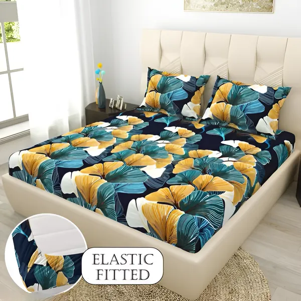 KOHLI_OG_Premium_Fitted_Elastic_Bedsheet_with_Two_Pillow_Covers_(72X78X_Upto_10_Inches)_&_360_Degree_Elasticated
