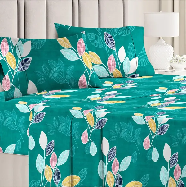 BSB_GREEN_220_TC_Fitted_Elastic_Bedsheet_with_Two_Pillow_Covers_(72X78X_Upto_10_Inches)_&_360_Degree_Elasticated