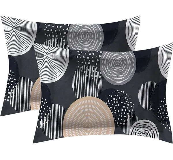 GREY_ROUND_220_TC_-_GREY_Cotton_Elastic_Fitted_King/Queen_Size_Bedsheets_With_2_Pillow_Covers