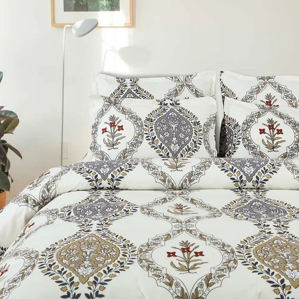 WHITE_JEWELLERY_220_TC_-_White_Cotton_Elastic_Fitted_King/Queen_Size_Bedsheets_With_2_Pillow_Covers