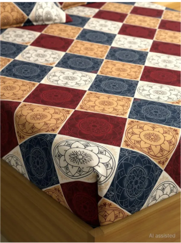 MULTICOLOR_220_TC_Fitted_Bedsheet_with_2_Pillow_Covers_(72X78X_Upto_8_Inches)_&_360_Degree_Elasticated