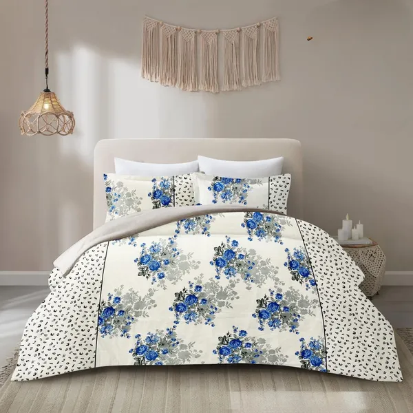 WHITE_CLASSICAL_220_TC_-_Cotton_Elastic_Fitted_King/Queen_Size_Bedsheets_With_2_Pillow_Covers