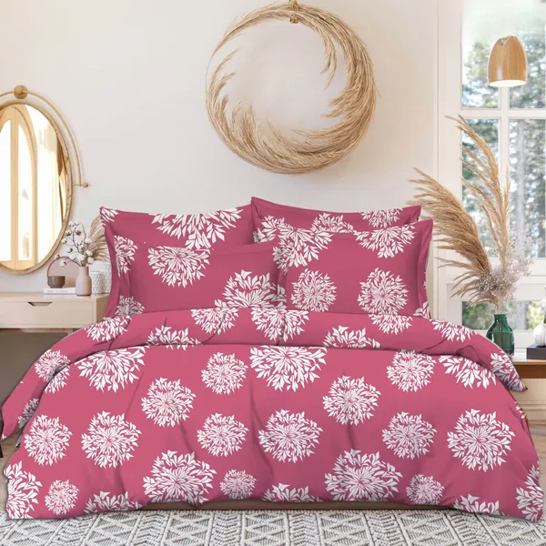 PINK__DAMASSES_Cotton_Size_Elastic_Fitted_Bedsheets_With_2_Pillow_Covers_(90X100)_(72X78X_Up_to_10_Inches)_&_360_Degree_Elasticated
