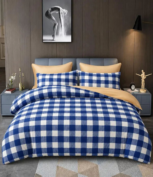 220_TC_-_Multicolor_Cotton_Elastic_Fitted_King/Queen_Size_Bedsheets_With_2_Pillow_Covers