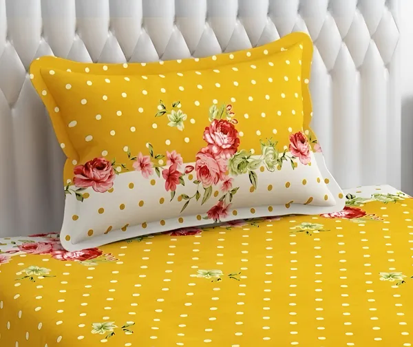 YELLOW_DOTTED_SINGLE_BED_FITTED_BEDSHEET_HAVING_SIZE_36"_X_72"_(Fits_up_to_8"_of_mattress)