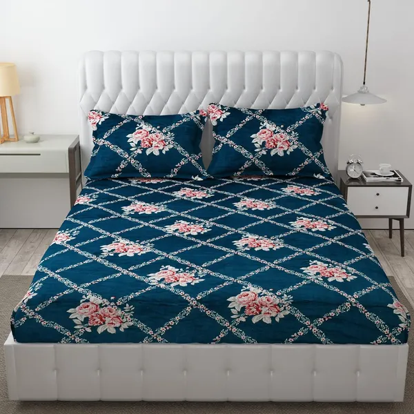 PREMIUM_500_TC_HEAVY_FLANNEL_WARM__FITTED_BEDSHEET_WITH_ELASTIC_AND_Floral_design
