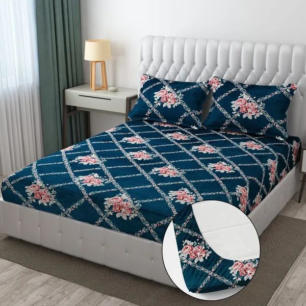 PREMIUM_500_TC_HEAVY_FLANNEL_WARM__FITTED_BEDSHEET_WITH_ELASTIC_AND_Floral_design
