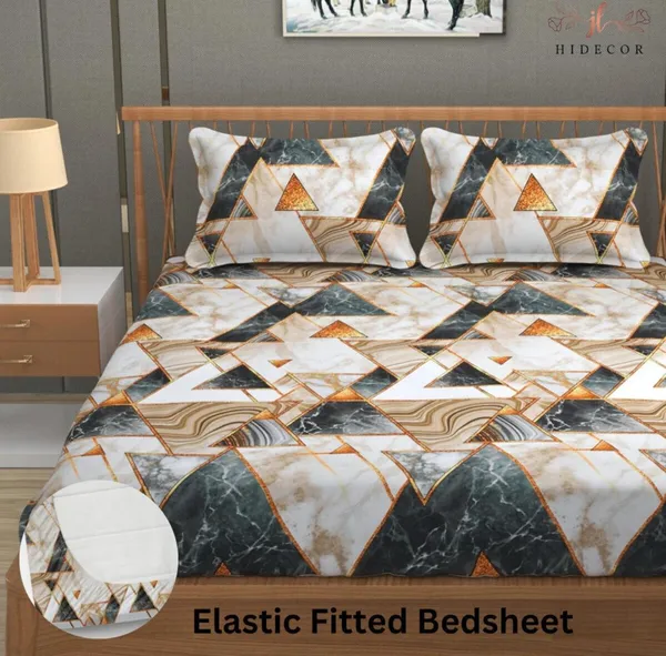 PYRAMID_220_TC_-_Cotton_Elastic_Fitted_King/Queen_Size_Bedsheets_With_2_Pillow_Covers