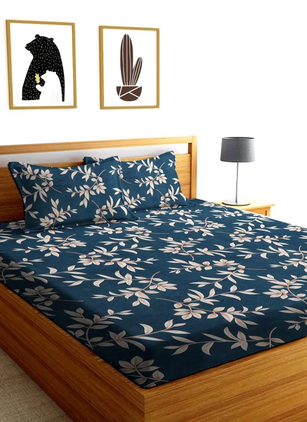 BLUE_PATTERN_Premium_Fitted_Elastic_Bedsheet_with_Two_Pillow_Covers_(72X78X_Up_to_10_Inches)_&_360_Degree_Elasticated