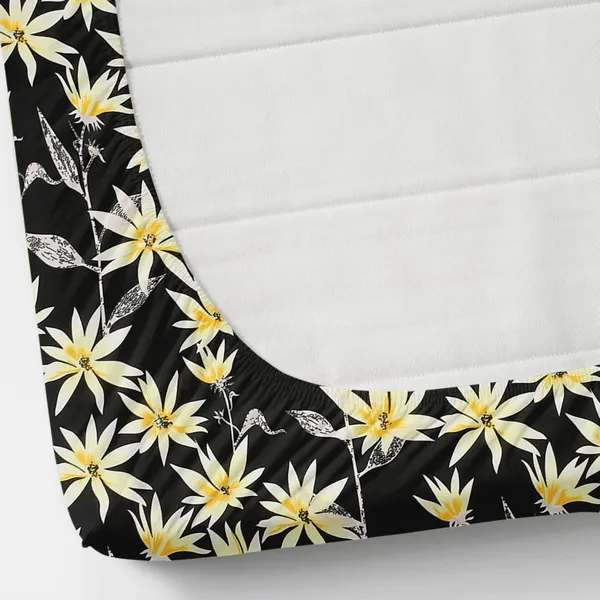 220_TC_Black_Leaves_Single_Bed_Fitted_Bedsheet_Having_Size_36X72_(Fits_Upto_8_Inches_Of_Mattress)
