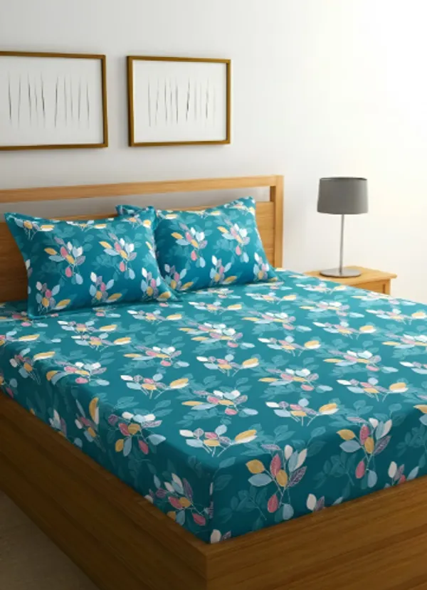 BSB_HOMES_220_TC_-_Cotton_Elastic_Fitted_King/Queen_Size_Bedsheets_With_2_Pillow_Covers