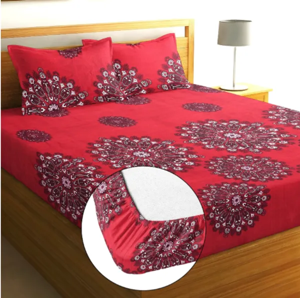 ORCHARD_Premium_Fitted_Elastic_Bedsheet_with_Two_Pillow_Covers_(72X78X_Up_to_10_Inches)_&_360_Degree_Elasticated
