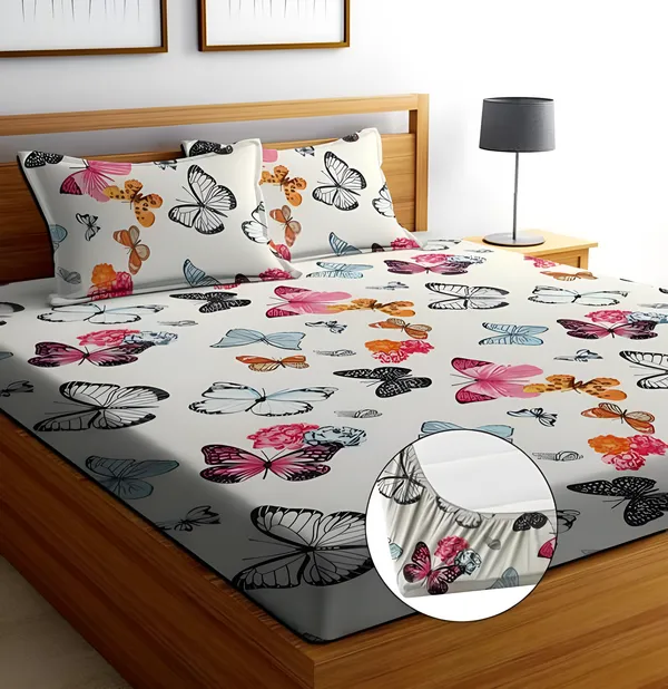 WHITE_BUTTERFLY_220_TC_Fitted_Elastic_Bedsheet_with_Two_Pillow_Covers_(72X78X_Upto_10_Inches)_&_360_Degree_Elasticated