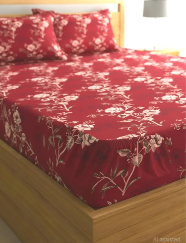 best_seller_220_TC_Cotton_All_Round_Elastic_Fitted_Bedsheet_with_2_Pillow_Covers_(72"_X_78"_X_up_to_10")_&_360_Degree_Elasticated