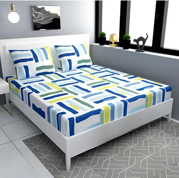 ATTRACTIVE_Premium_Fitted_Elastic_Bedsheet_with_Two_Pillow_Covers_(72X78X_Up_to_10_Inches)_&_360_Degree_Elasticated