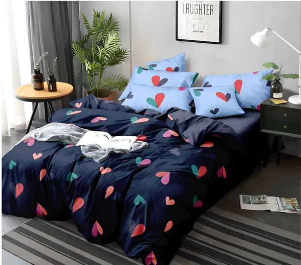 BLUE_HEART_Premium_Fitted_Elastic_Bedsheet_with_Two_Pillow_Covers_(72X78X_Up_to_10_Inches)_&_360_Degree_Elasticated