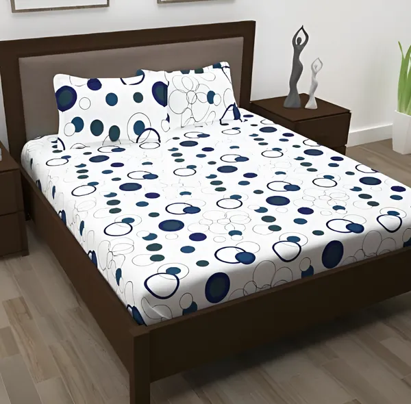 BLUE_HOLE_Premium_Fitted_Elastic_Bedsheet_with_Two_Pillow_Covers_(72X78X_Up_to_10_Inches)_&_360_Degree_Elasticated