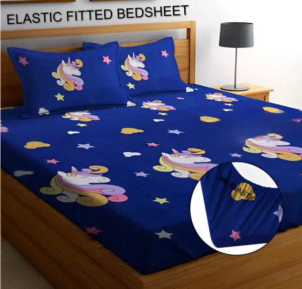 BRIDA_UNICORN_Premium_Fitted_Floral_Bedsheet_with_2_Pillow_Covers_(72X78X_Upto_10_Inches)_&_360_Degree_Elasticated