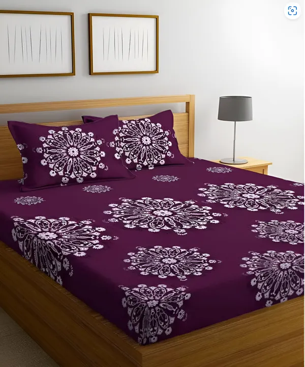 MAROON_JAIPURI_220_TC_-_Cotton_Elastic_Fitted_King/Queen_Size_Bedsheets_With_2_Pillow_Covers