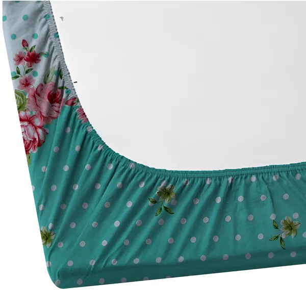 GREEN_DOTTED_220_TC_Fitted_Elastic_Bedsheet_with_Two_Pillow_Covers_(72X78X_Upto_10_Inches)_&_360_Degree_Elasticated