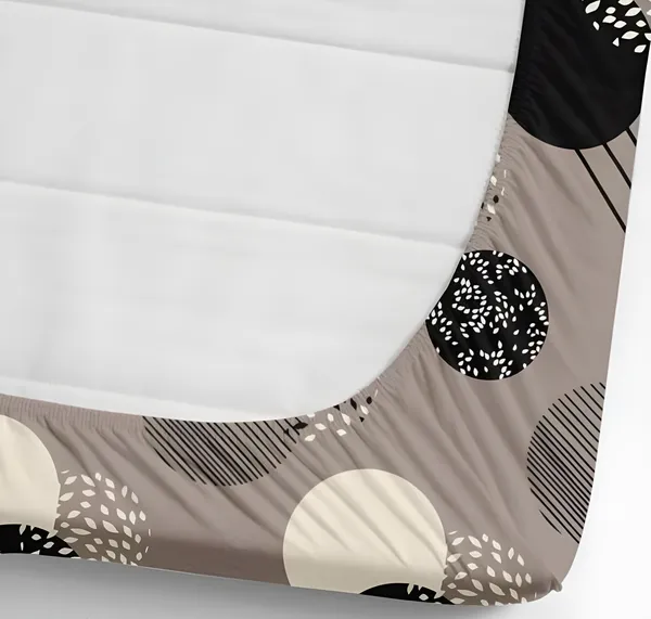 HOLES_BLACK_220_TC_-_GREY_colour_Cotton_Elastic_Fitted_King/Queen_Size_Bedsheets_With_2_Pillow_Covers